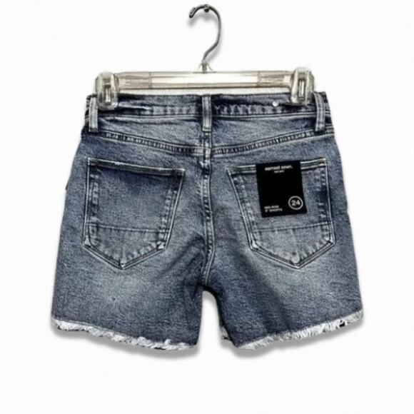Earnest Sewn Denim Shorts Cut-Off Frayed Hem Distressed Mid-Rise Waist W 24 NWT - Picture 4 of 9